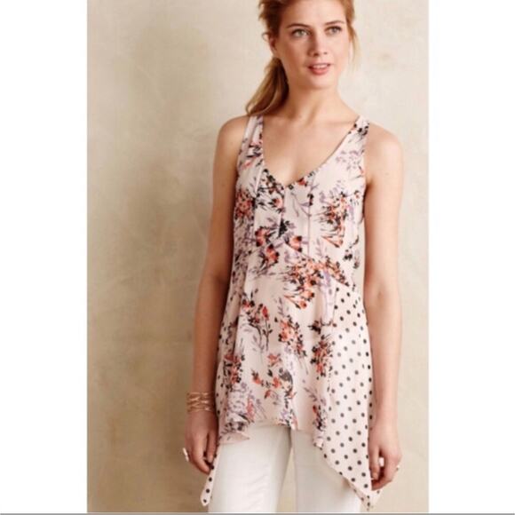 Anthropologie Vanessa Virginia Garden Pop Trapeze Top Size XS - Picture 2 of 7
